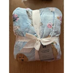 New Members Mark Springtime Dogs Velvet Plush Throw Blanket Baby Blue 60”x70”